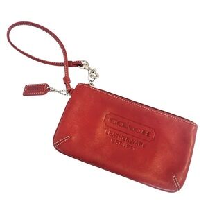 Coach Vintage Red Leather Wristlet Mini Bag